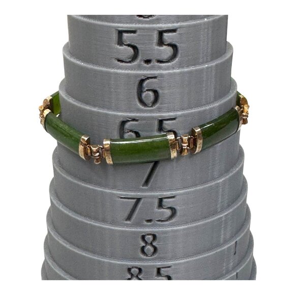 Vintage Green Jade Silver Gold Vermeil Elegant Bar Link Bracelet Luxury Jewelry - Picture 4 of 7